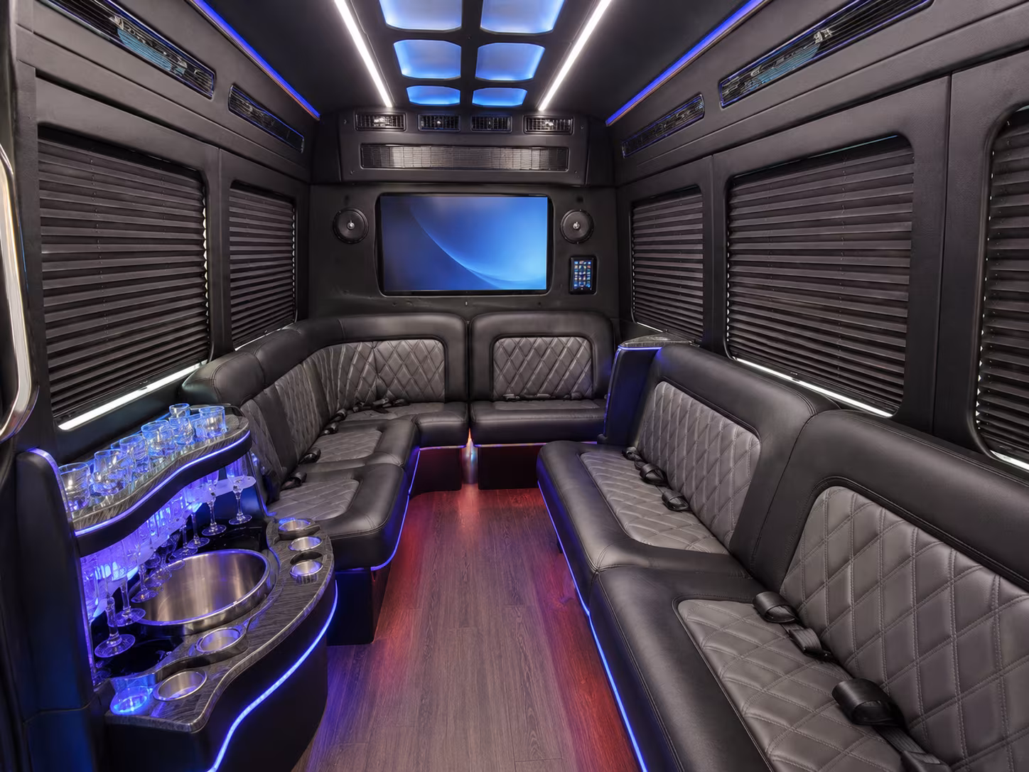 Honolulu Airport Shuttle & Transportation party bus interior