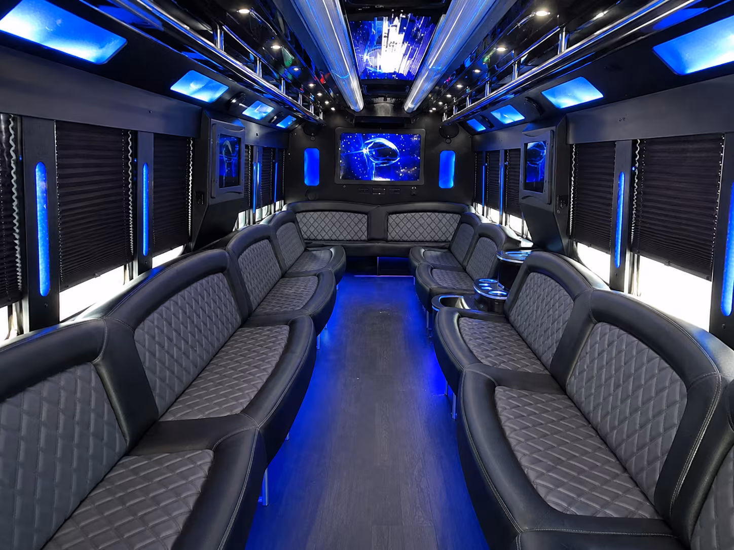 Honolulu Birthday, Sweet 16, & Quinceañera Transportation party bus interior